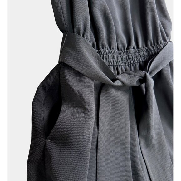 Club Monaco Black Belted Sleeveless Halter Mini Romper Sz 4 Flowy Tailored Soft - Picture 12 of 16